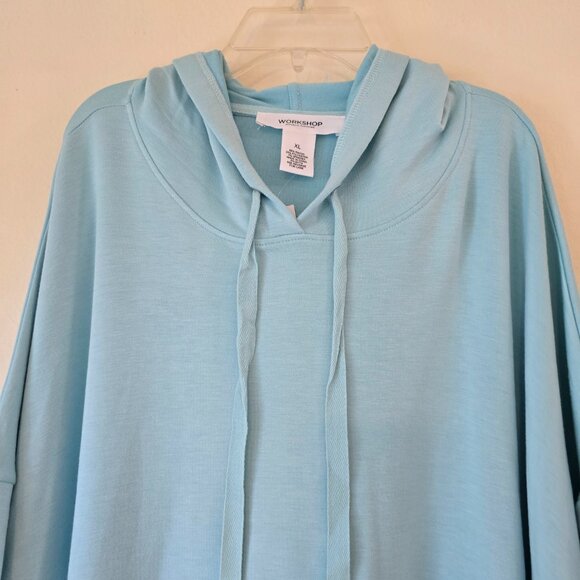 NWT Pretty Aqua Blue SS Pullover Hoodie Worshop Republic Clothing XL - Picture 2 of 16